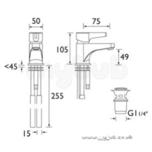 Bristan Brassware -  Design Utility Levr Basin Mixer With Click