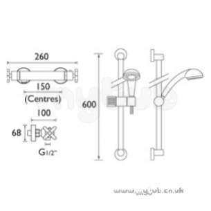 Bristan Brassware -  Design Utility Crosshead Bar Shower With