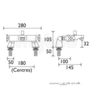 Bristan Brassware -  Design Utility Crosshead Thermo Bath Shower