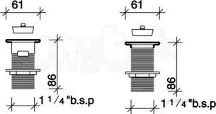 Twyfords Commercial Sanitaryware -  Chain Waste 1.25x89mm Unslotted Wf4335cp