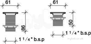 Twyfords Commercial Sanitaryware -  Grid Waste 1.25x50mm Unslotted Wf4340cp