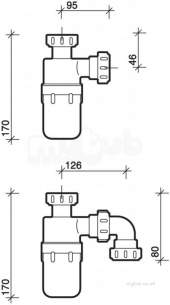 Twyfords Commercial Sanitaryware -  Resealing Bottle Trap 1.5 P And S Wf8440xx