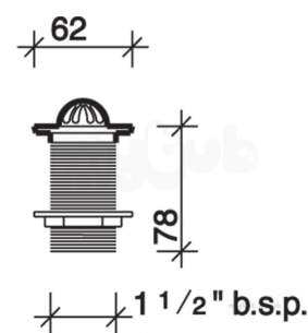 Twyfords Commercial Sanitaryware -  Dome Out Grating 1.5x2 7/16x3.5 Brass Nut Wf9362cp