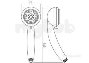 Vado Brassware -  Jupiter 4 Funct Low Pressure Shower Hndst