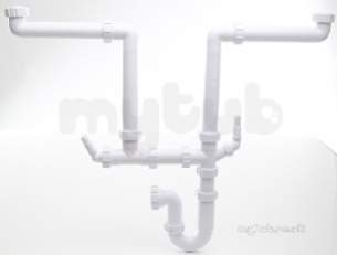 Polypipe Waste and Traps -  Two Bowl Undersink Kit 40mm Double Hose Connection Wssk2w