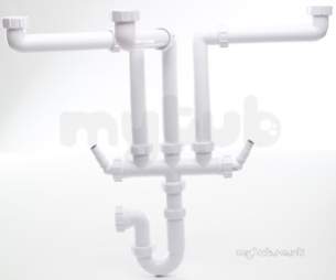 Polypipe Waste and Traps -  Three Bowl Undersink Kit 40mm Double Hose Conwssk3w