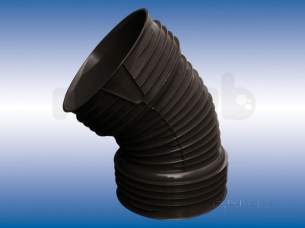 Twinwall Pipe and Fittings -  Wavin 225mm D/s Bend 30deg 9tw566