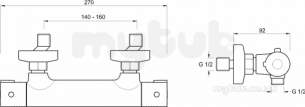 Twyfords Commercial Brassware -  X120 Thermostatic Shower Bar Valve Exposed X205012cp