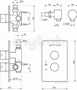 Twyfords Commercial Brassware -  X120 Thermostatic Shower Valve Concealed X205042cp