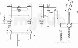 Twyfords Commercial Brassware -  X50 Bath Shower Mixer Deck Mounted X505265cp