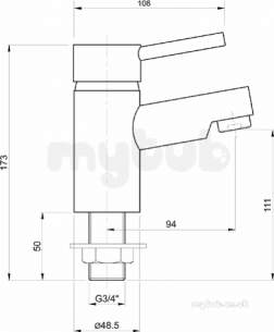 Twyfords Commercial Brassware -  X60 Bath 3/4 Inch Pillar Taps X605215cp