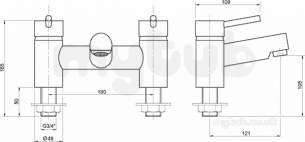 Twyfords Commercial Brassware -  X60 Bath Filler Deck Mounted X605255cp