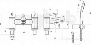 Twyfords Commercial Brassware -  X60 Bath Shower Mixer Deck Mounted X605265cp