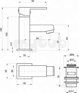 Twyfords Commercial Brassware -  X62 Basin Mono Mixer - Mini Inc Cc Waste X625122cp