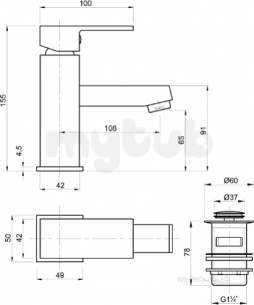 Twyfords Commercial Brassware -  X62 Basin Mono Mixer Inc Cc Waste X625126cp