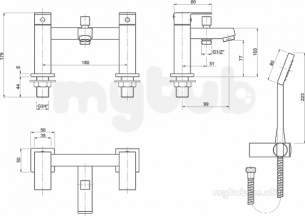 Twyfords Commercial Brassware -  X62 Bath Shower Mixer Deck Mounted X625265cp