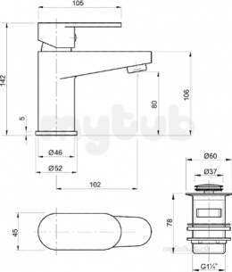 Twyfords Commercial Brassware -  X70 Basin Mono Mixer Inc Cc Waste X705126cp