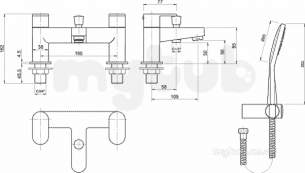 Twyfords Commercial Brassware -  X70 Bath Shower Mixer Deck Mounted X705265cp