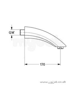 Grohe Tec Brassware -  Grohe Chiara 13614 3/4 Inch Wall Mtd Bath Spout 13614000