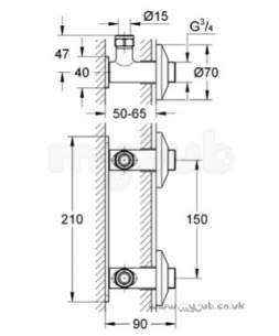 Grohe Tec Brassware -  Instal 150mm Brkt 18153 For W/mount Mixers 18153000