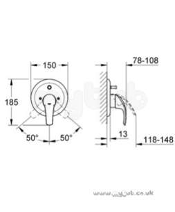 Grohe Tec Brassware -  Grohe Eurosmart 19450 Single Lvr Bsm Trim 19450001