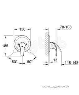 Grohe Tec Brassware -  Grohe Eurosmart 19451 Lever Shower Mixer Trim Set 19451001