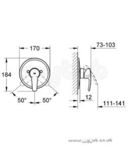 Grohe Tec Brassware -  Grohe Eurostyle 19507 Lever Shower Mixer Trim Set 19507001