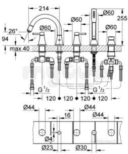 Grohe Spa Range -  Grohe Grandera 2hdl Trimset Bath 5-h 19919000