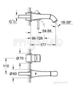 Grohe Spa Range -  Groh Grandera Ohm Trimset Basin 2-h Wall 19929ig0