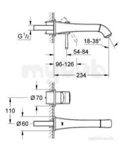 Grohe Spa Range -  Groh Grandera Ohm Trimset Basin 2-h Wall 19930ig0