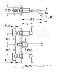 Grohe Tec Brassware -  Grohe Grohe Atrio 3-hole W/mntd Basin Mixer Cp 20019000