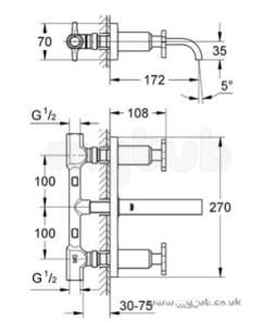 Grohe Tec Brassware -  Allure 20144000 3 Hole Basin Mixer W/mount