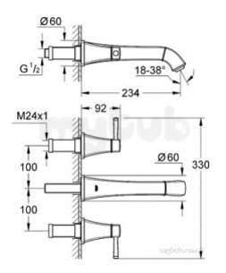 Grohe Spa Range -  Grohe Grandera 2hdl Basin 3-h Wall 20415000