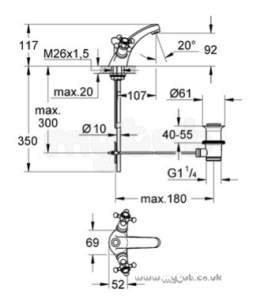Grohe Tec Brassware -  Grohe Grohe Arabesk 21156 1/2 Inch Basin Mixer M/bl Puw Cp