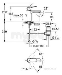 Grohe Tec Brassware -  Grohe 23325 Euro Cosmo Med Basin Mx And Puw 23325000