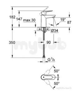 Grohe Tec Brassware -  Grohe 23330 Bau Edge Basin Mixer 23330000
