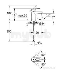 Grohe Tec Brassware -  Grohe 23337 Bau Loop Basin Mixer And Puw 23337000