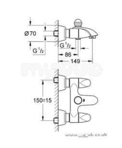 Grohe Tec Brassware -  Grohe Aria 25081 Wall Mounted Bath Shower Mixer 25081000