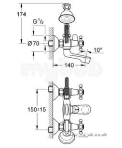 Grohe Tec Brassware -  Grohe Arabesk 25405 W/m Bath Mixer And Kit Cp 25405000