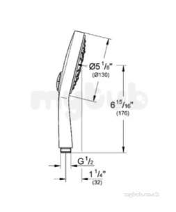 Grohe Shower Valves -  Grohe Power And Soul Cosmo Handshower 130mm 27663000