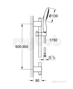 Grohe Shower Valves -  Grohe Power And Soul 130 Handset And 900 Rail 27737000