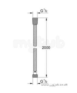 Grohe Tec Brassware -  Grohe Relexa 28145 Longlife 2000mm Hose Cp 28145000