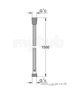 Grohe Tec Brassware -  Relaxaflex 28151 1500mm Hose Chrome Plated 28151000