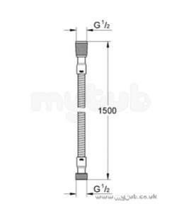 Grohe Shower Valves -  Grohe Grohe 1500mm Reflexaflex Hose 12mm Bore 28161000