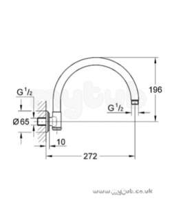 Grohe Shower Valves -  Grohe Grohe 28384 Rainshower Arm Trad Cp 28384000