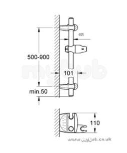 Grohe Shower Valves -  Grohe Grohe 28398 Movario 900 Shower Rail Cp 28398000