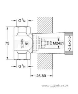 Grohe Tec Brassware -  Grohe 29802 3/4 Inch Conc Stop-valve Body Cp 29802000