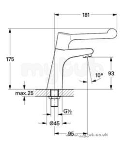 Grohe Tec Brassware -  Grohe Hospita 30978 Sink Tap Cold Cp 30978000