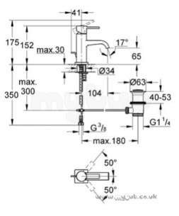 Grohe Tec Brassware -  Allure 32144 Single Lvr Basin Mixer And Puw 32144000