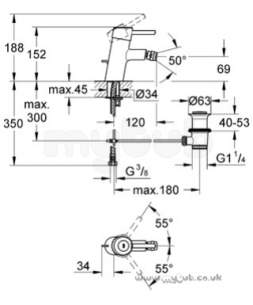 Grohe Tec Brassware -  Grohe Grohe Concetto 32208 Bidet Mixer C/w Puw 32208000